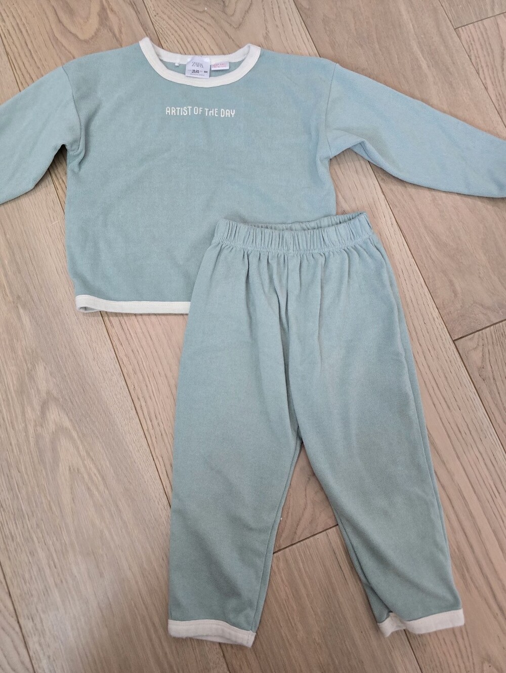 GUC Zara Light Teal Matching Pajama Set with White Trim 18-24M
